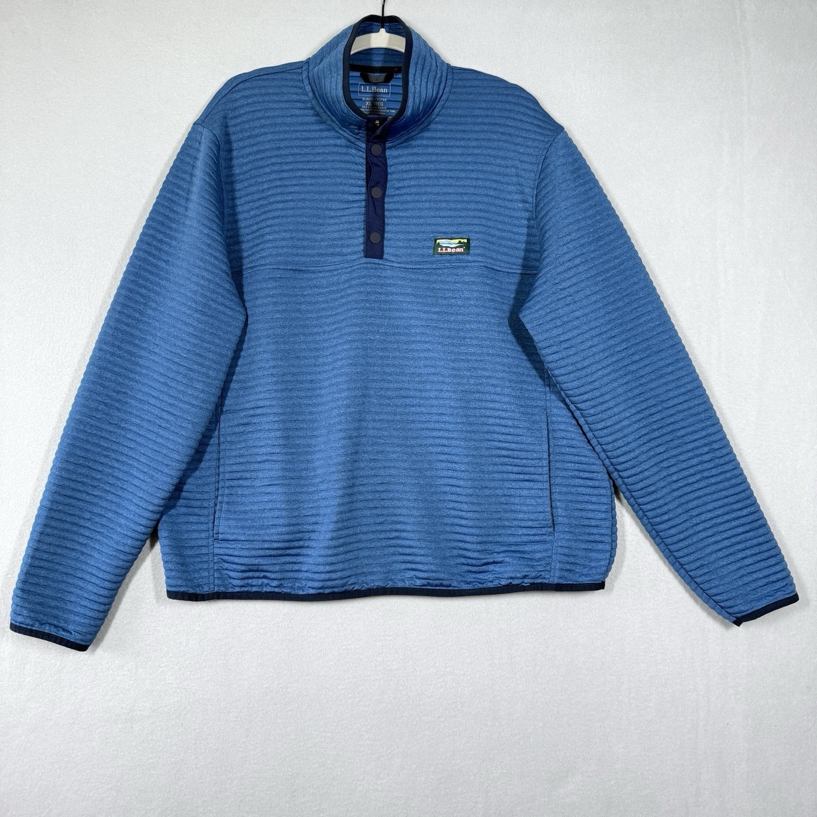 Ll Bean Sweater Jacket Mens Xl Airlight Knit Pullover Slightly Fitted Snap Logo